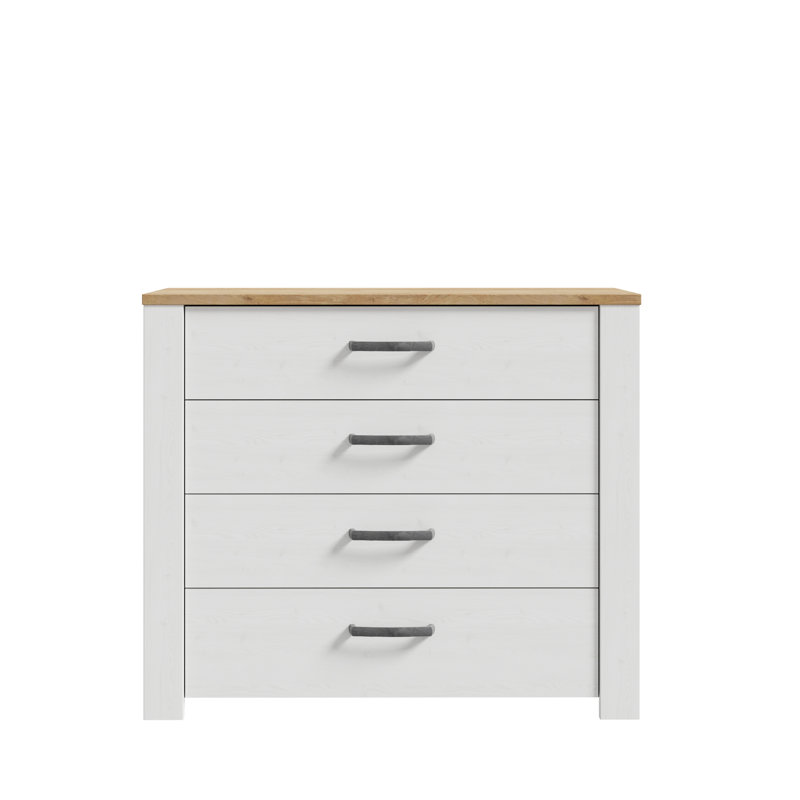 Pulkit 4 - Drawer Rectangle Accent Chest, White/Brown