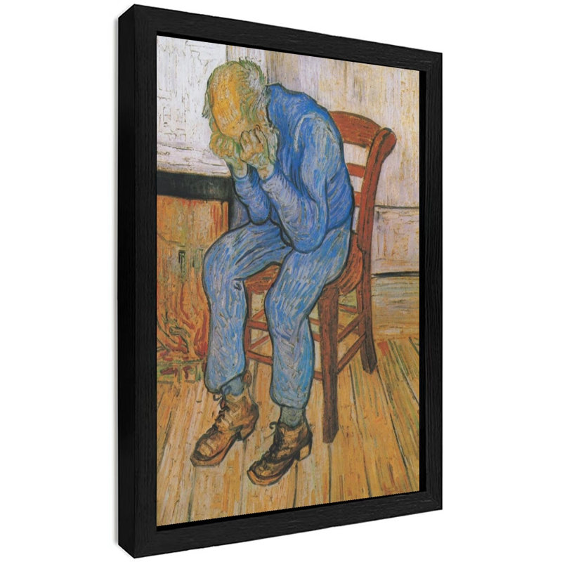 Art moderne encadré noir moderne, homme assis, prêt à accrocher, impression haute définition sur toile, H 11 po x l 9 po