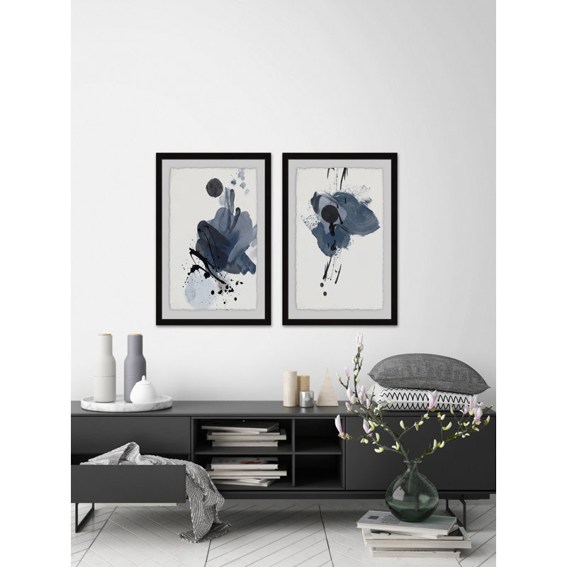 « Dark Strokes », ensemble de 2 reproductions d’art encadrées sur papier, H 24 po x l 16 po x L 1,5 po