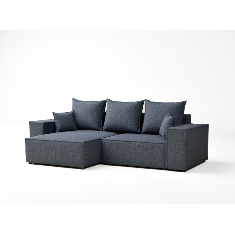 Upholstered Corner Sofa, Left Hand Facing, Blue