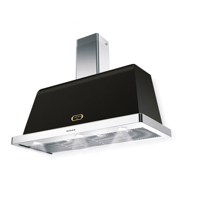 Lofra Dolcevita Series 48 Inch Wall Mount Range Hood (Matte Black, Brass Trim)
