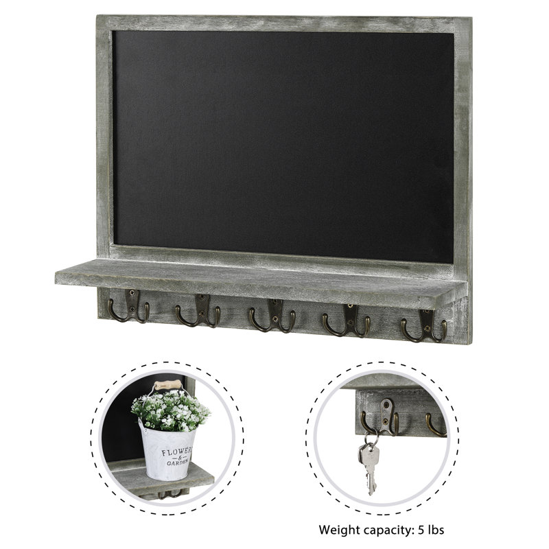 Hershal Floating Shelf with Hooks, Olive Green
