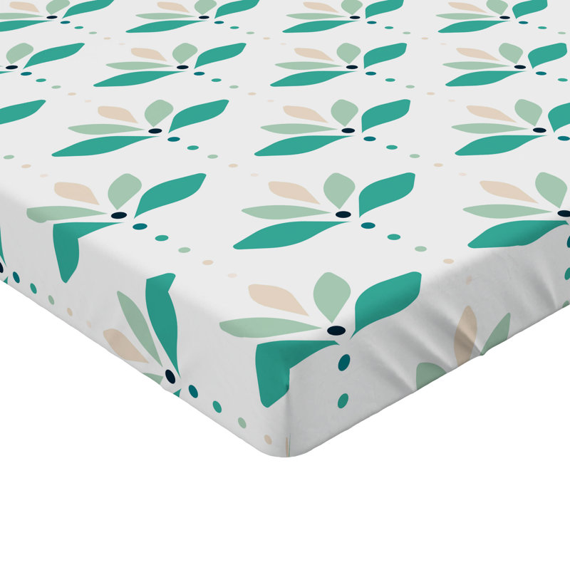 Ambesonne Fitted Sheet, Twin XL Fitted Sheet, Dark Seafoam Reseda Green Floral