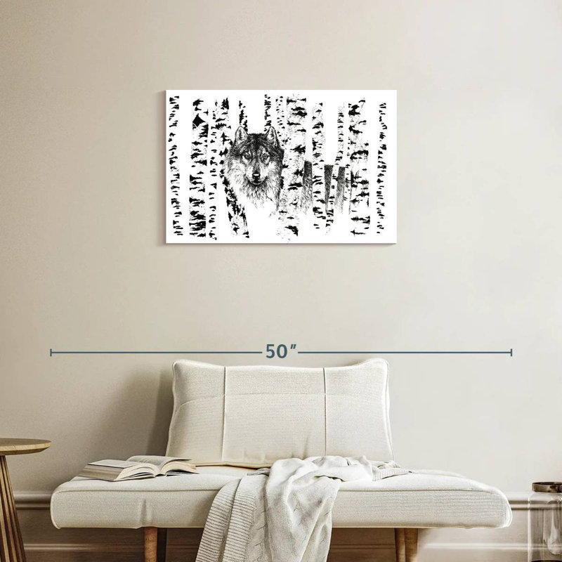 Harnek Birch Tree Forest Wolf, 20'' H x 30'' W