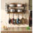 2-Tier Kitchen Pot And Lid Organizer, Wall-Mounted Pot Rack With 12 Hooks,Rustic Brown