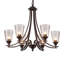 Lustre classique / traditionnel en bronze huilé à 6 lumières avec abat-jour en verre bullé-1215563806
