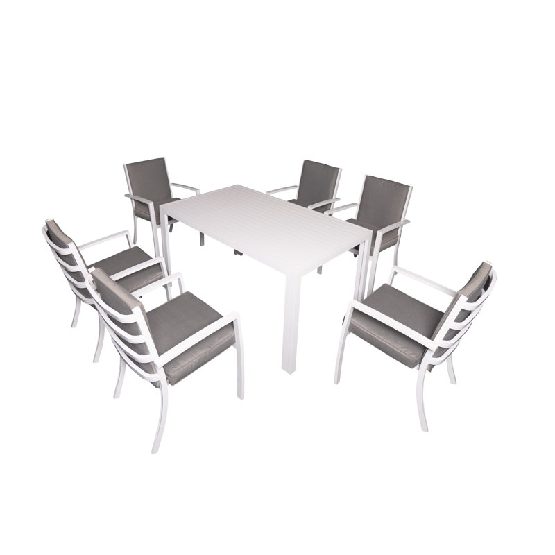 Eckehart 6 - Person Patio Dining Set with Rectangular Table , Cushions Included