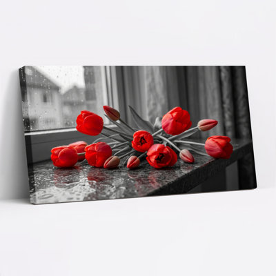Red Tulips Canvas Wall Art Oil Painting Print Set Of 1