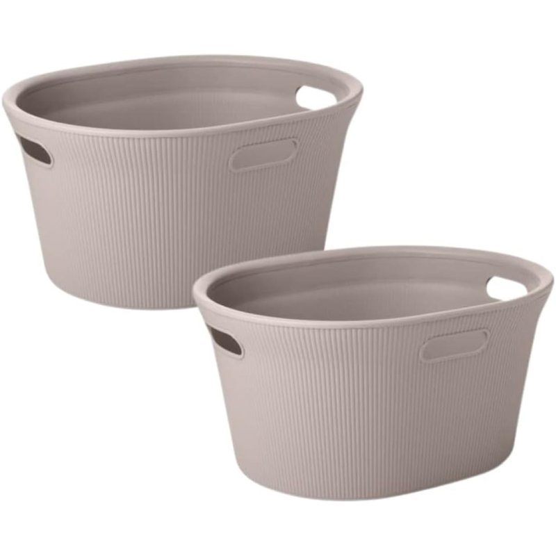 Ribbed Laundry Basket, Taupe