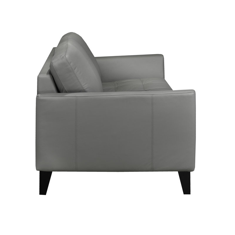 Brunet Upholstered 84'' Sofa, Dark Gray Genuine Leather