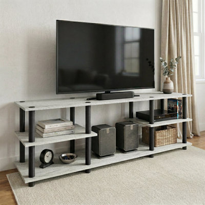 Easy Twist Assembly 3-Tier TV Stand In Light Grey