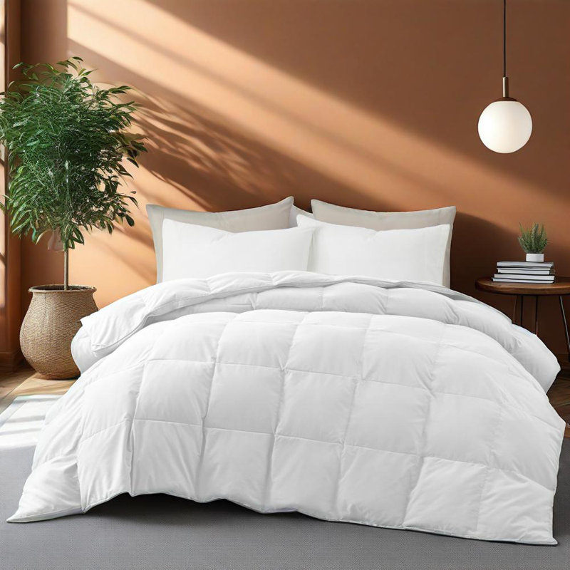 600 Fill Power All Season Down Comforter/Duvet Insert, Twin Down Comforter, White