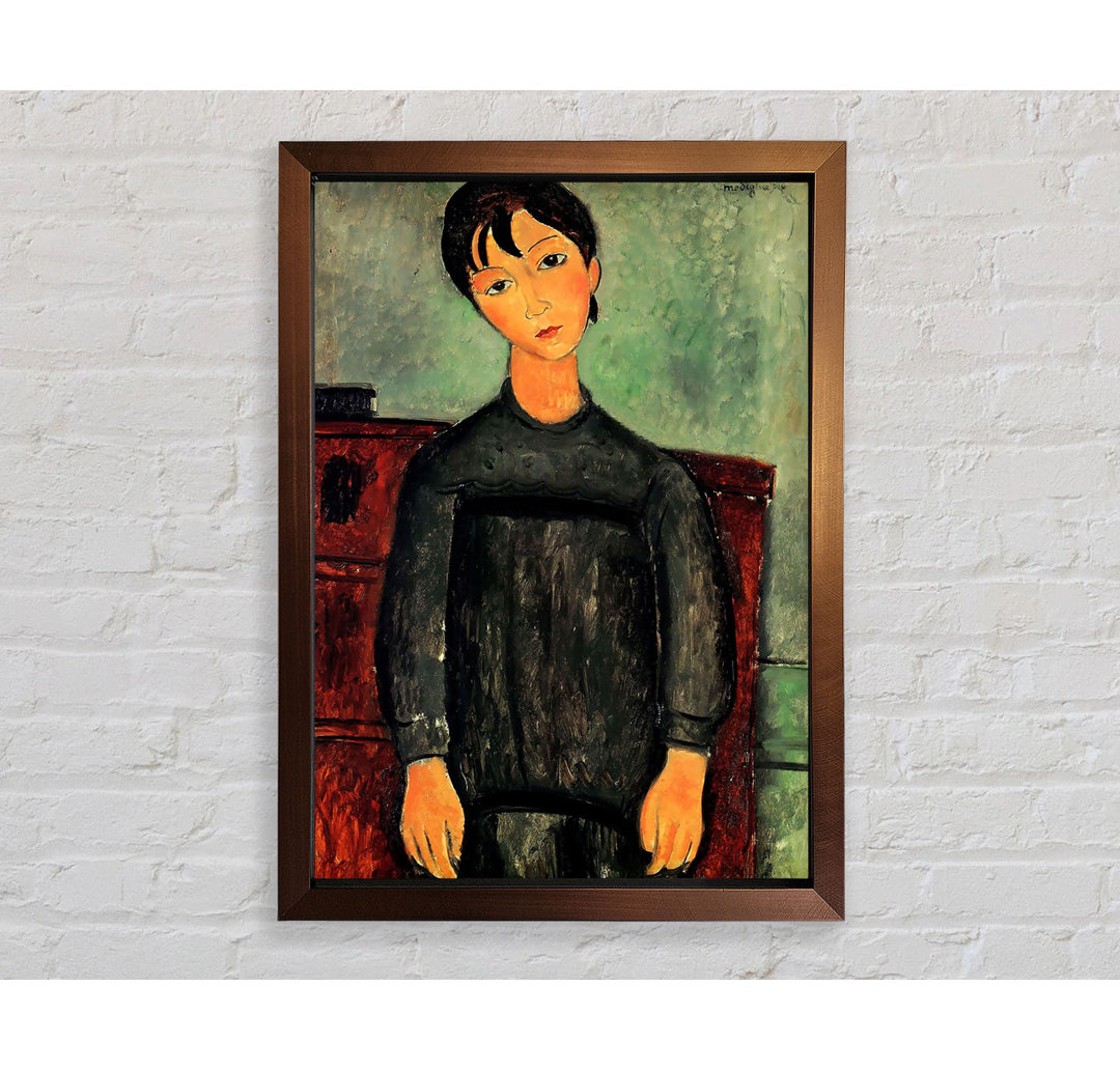 Mädchen mit schwarzem Gewand von Amedeo Modigliani - Einzelne Bilderrahmen Kunstdrucke