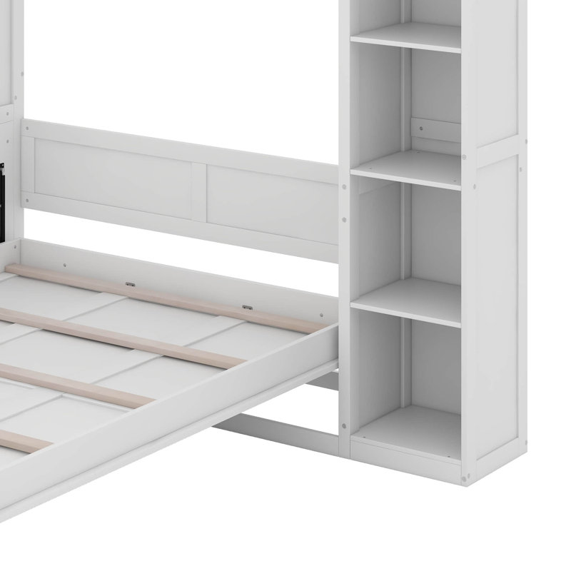 Lit escamotable double avec tablettes et DEL