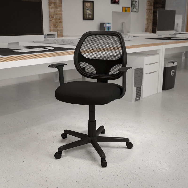  Chaise de bureau ergonomique pivotante à dossier moyen en maille - Accoudoirs, Noir