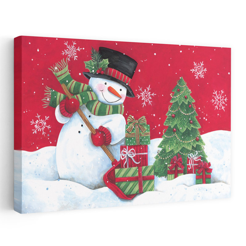 «Scooping Up Christmas Presents», fantaisiste, arbre de Noël contemporain, paysage d'hiver, H 24 po x l 16 po