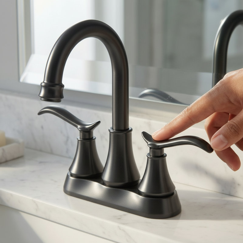 2-Handle 4" Centerset Bathroom Sink Faucet with High-Arc Spout, Pop-Up Drain, and Supply Lines, Matte Black