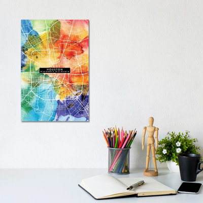 Houston City Map Colourful - Wrapped Canvas Print