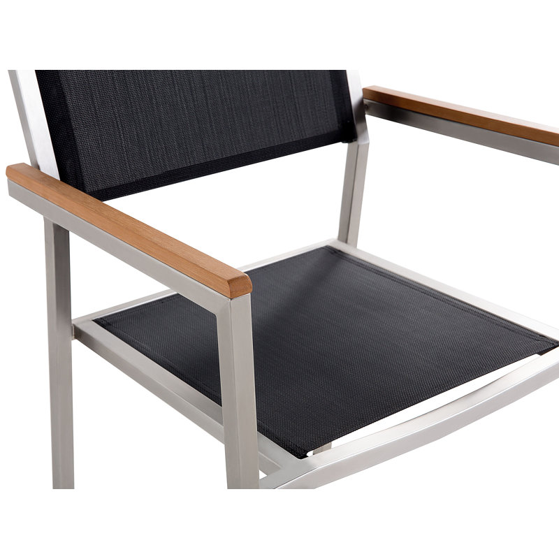 Faggion Stacking Patio Dining Armchair with Cushion, Black