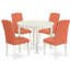 L'ensemble 3 pièces de table et chaises de cuisine comprend une table de salle à manger ronde et 2 chaises de salle à manger Parson en simili cuir rose Flamingo, 42 x 42 pouces, lin blanc-1357128784-1442358875