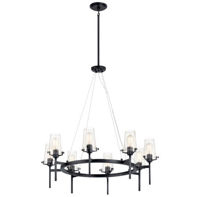 8 - Light Wagon Wheel Chandelier