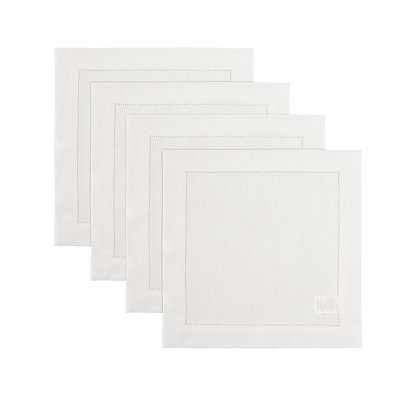 100% Pure Linen Hemstitch Square Placemats - Classic Hemstitch