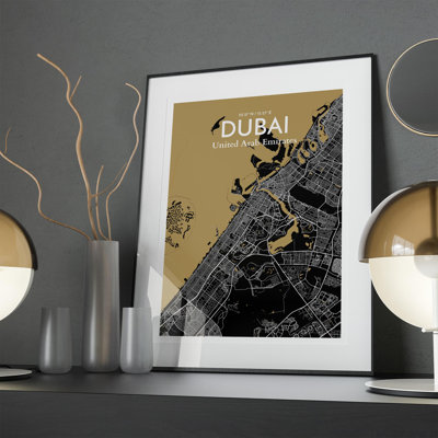 Dubai City Map In Luxe - No Frame Print