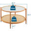 Table ronde 30,71 po à double couche ronde en verre ondulé et en rotin PE assortie à une table basse avec cadre en fer à grain de bois à transfert de chaleur-728616396