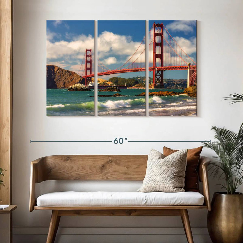 Lilie vagues au-dessous du pont Golden Gate, H 32 po x l 50 po