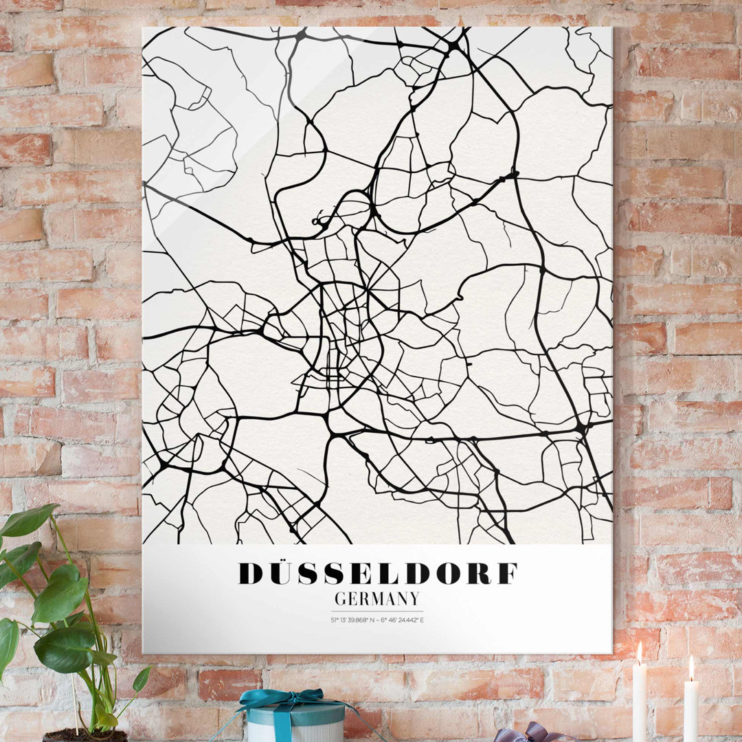 Glasbild Dusseldorf Map