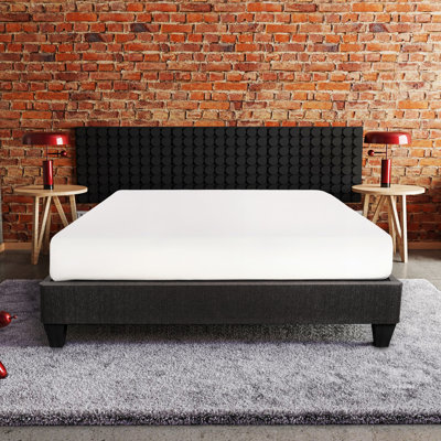 King Size Upholstered Platform, Dark Gray, Upholstery Material Bed Base, Wood Frame, No Box Spring Required
