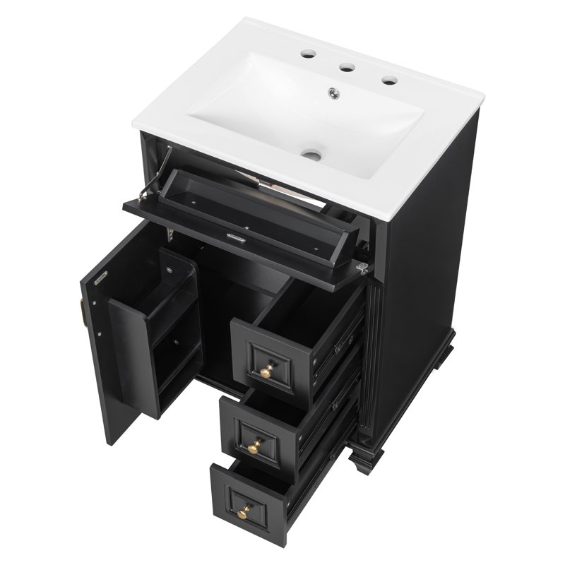 Meuble-lavabo 24 po avec lavabo, Noir