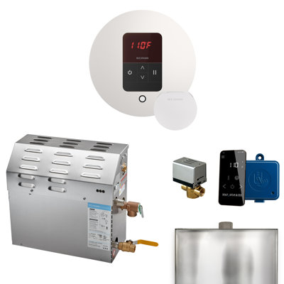 MS 7.5 kW (7500 W) Steam Shower Generator Package with round iTempo Control and Accessories