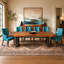 Rectangle Solid Wood and Stone Dining Table