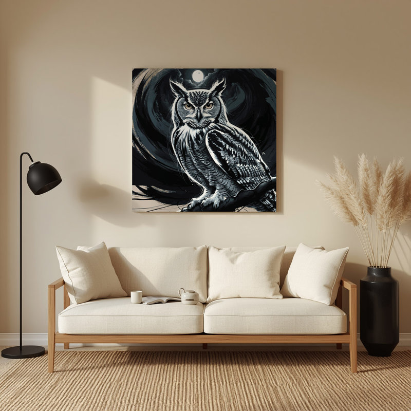 Art mural en métal noir Wildlife Owl, H 12 po x l 12 po