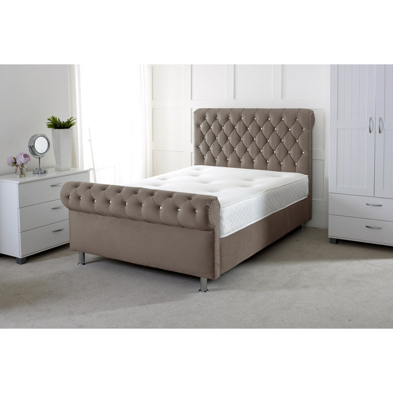 Charity Upholstered Bed, Double (4'6), Coffee