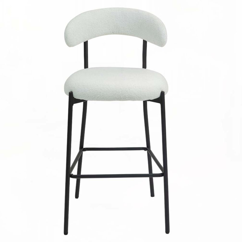 Ensemble de tabourets de bar rembourrés avec repose-pieds Teddy, Blanc