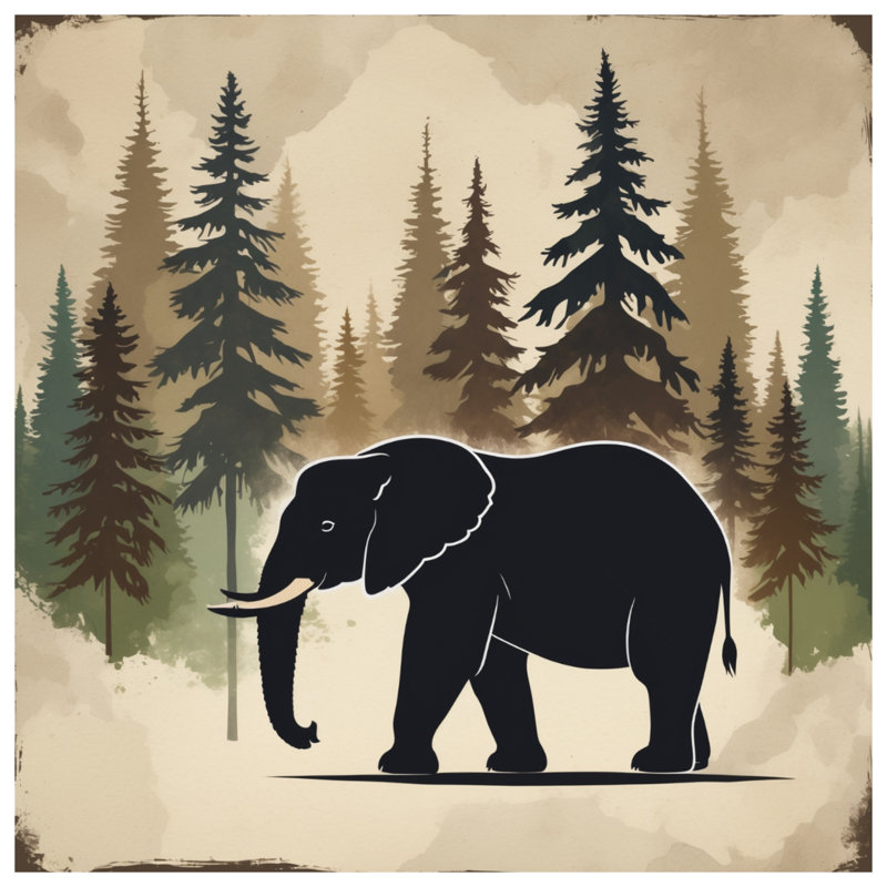 Coussins Elephant In Forest, 14 X 14 pouces