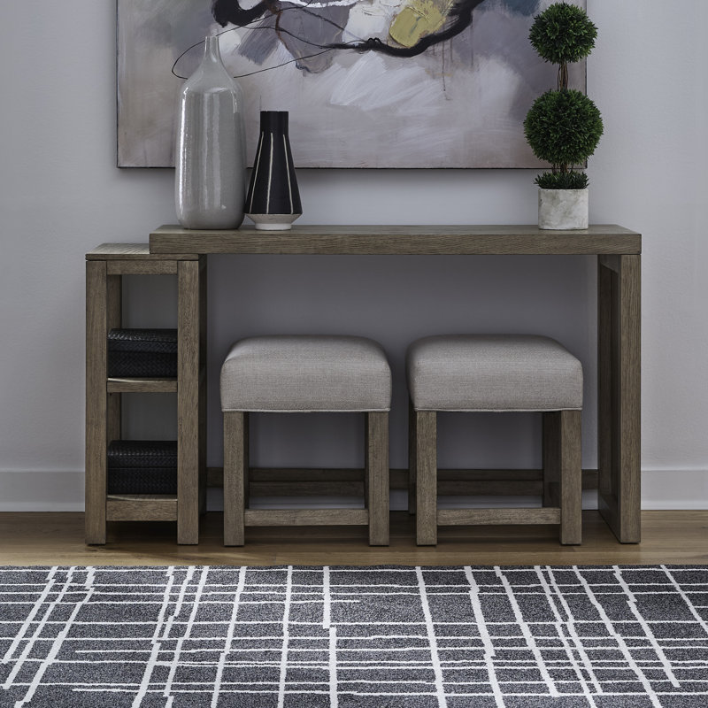 Ensemble de console 3 pièces Cruce avec 2 tabourets rembourrés