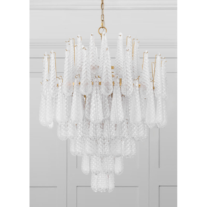 Lustre en laiton vieilli 21 lumières Mazzo, Clair