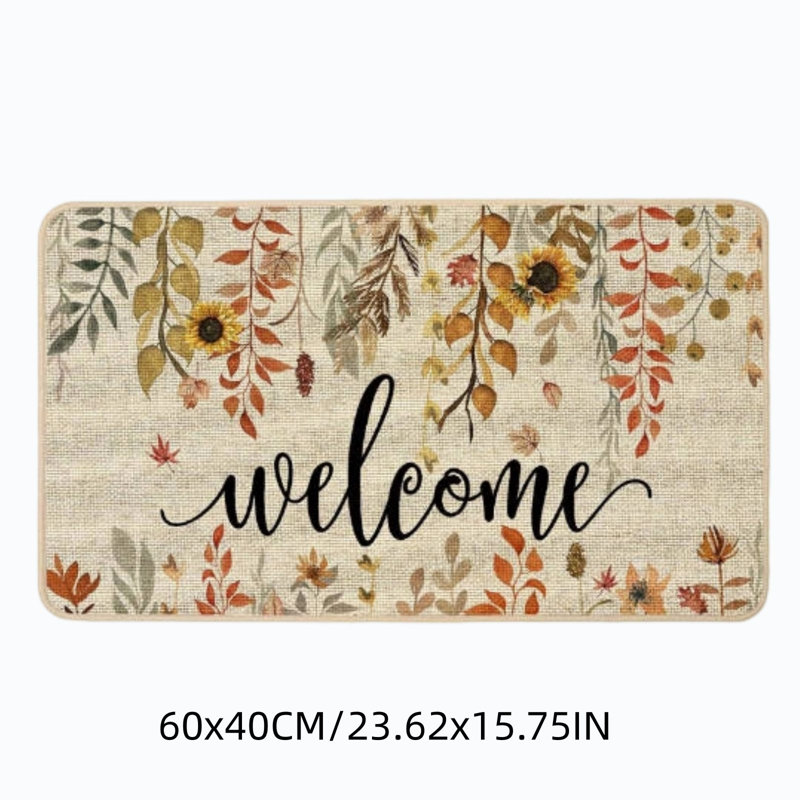 Tapis d'entrée décoratif sur le thème de l'Action de grâce, facile d'entretien, pour porche, couloir ou maison, idéal pour les fêtes d'automne.