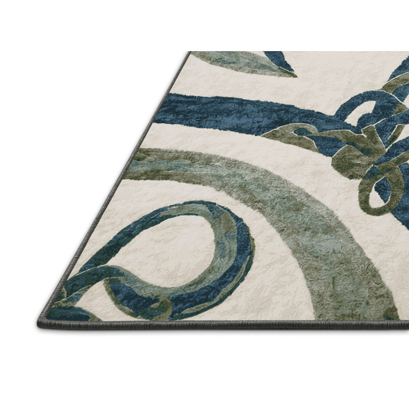 Tapis gris soyeux et moelleux, Rond 5 pi