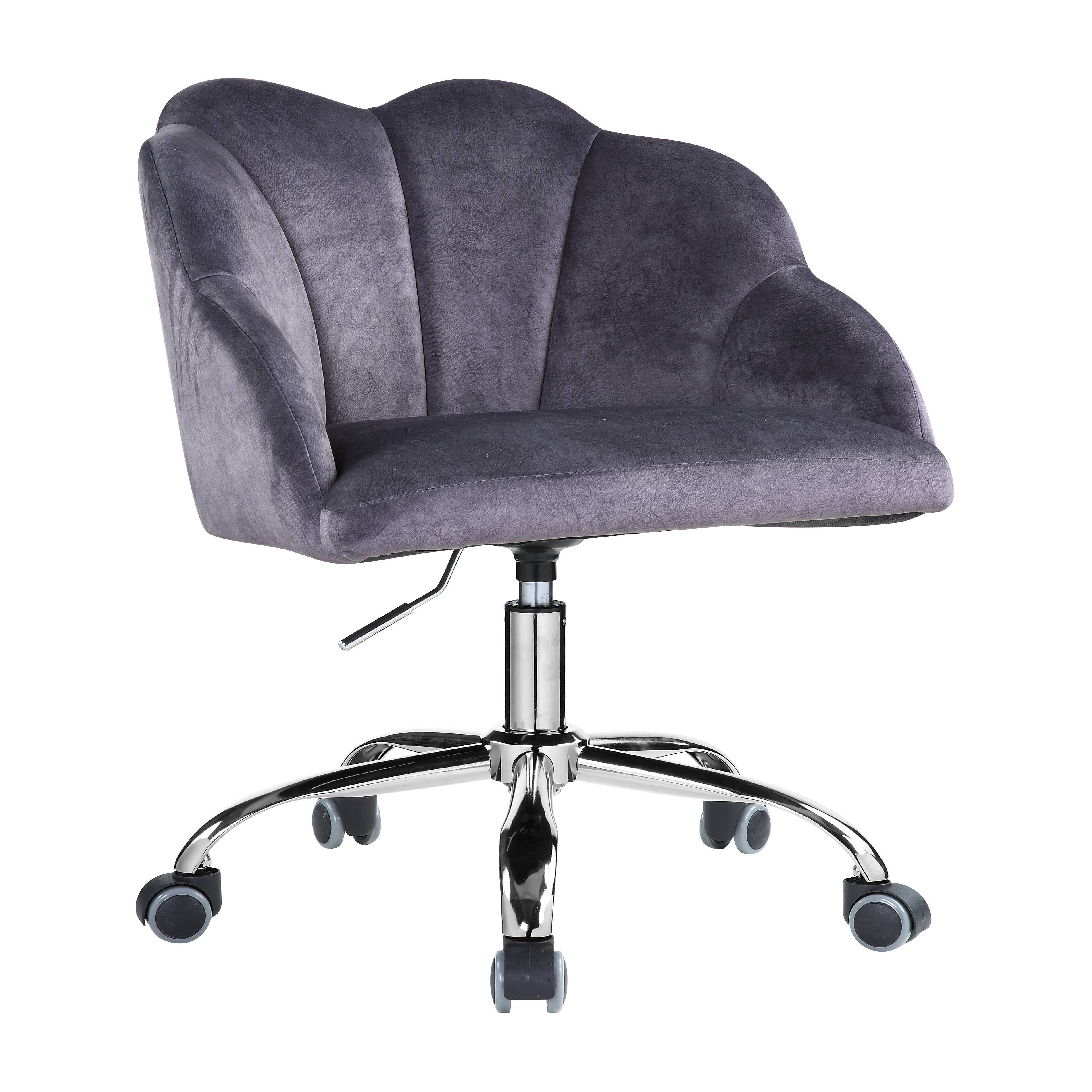 Mercer41 Office Chair, Dark Gray Velvet & Chrome Finish | Wayfair