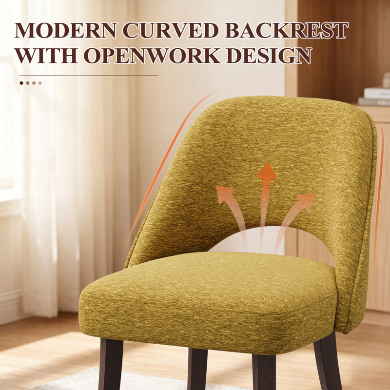 49 cm H Fabric Side Chair, Yellow