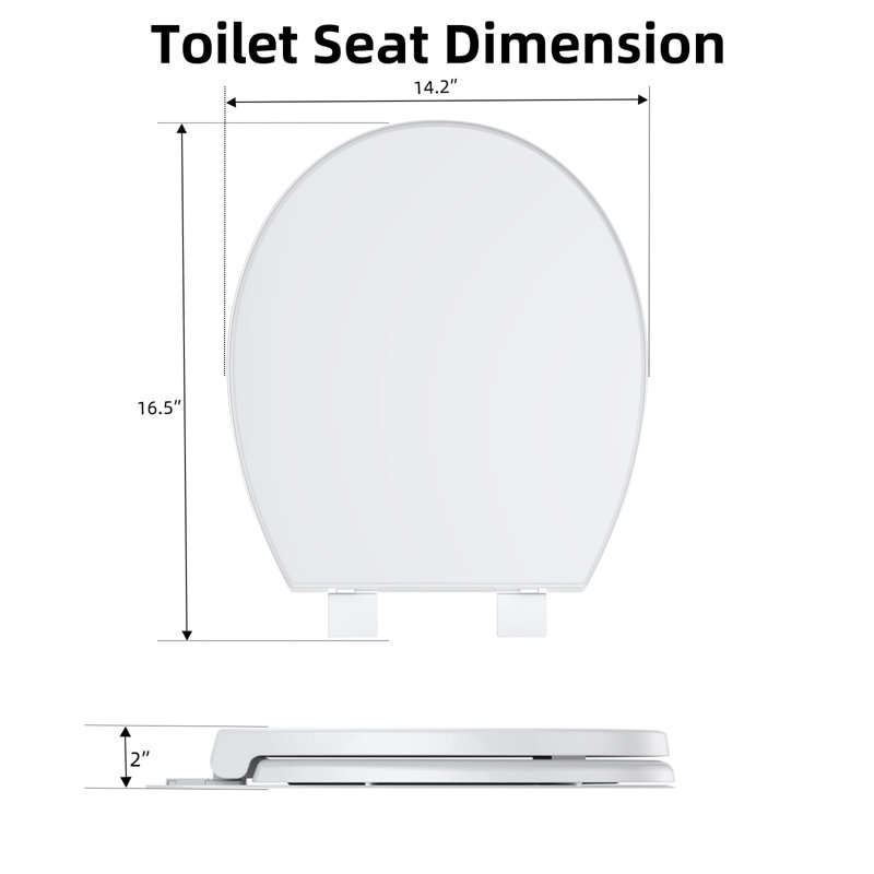 Siège de toilette blanc à devant plat à ouverture rapide et fermeture rapide à ouverture rapide 17 po