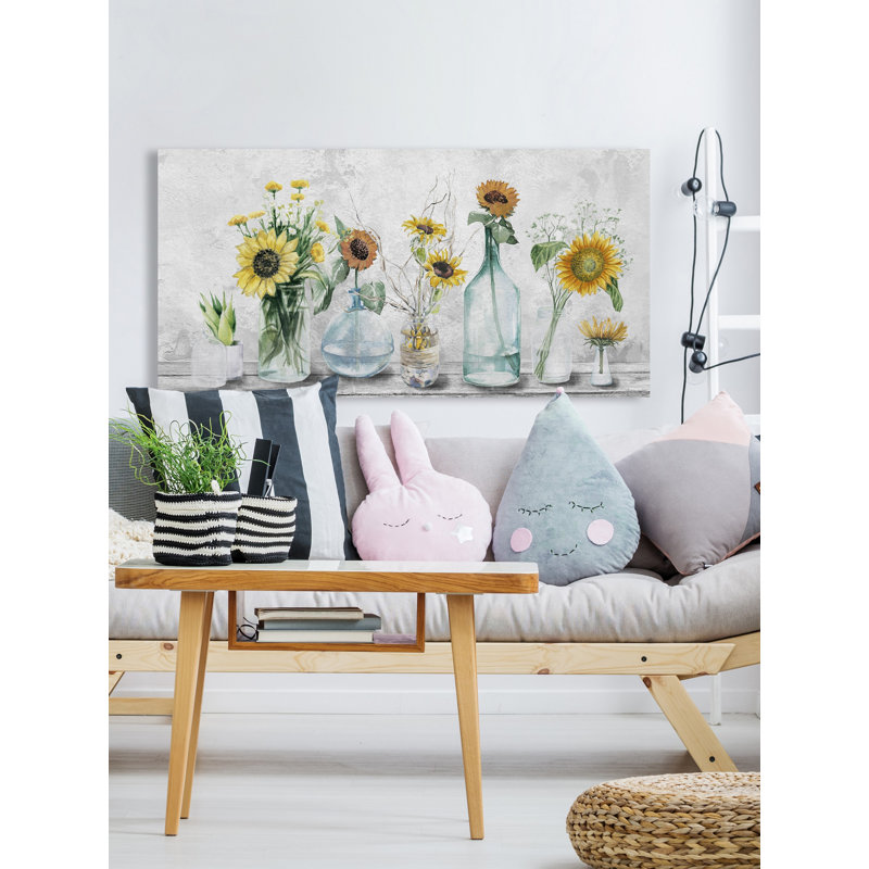 Adorable Sunflowers - Wrapped Canvas Painting, 57cm H x 114cm W x 3.81cm D