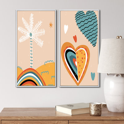 «Abstract Boho Hein Retro Colors I», ensemble de 2 impressions