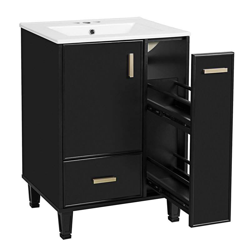 Meuble-lavabo de salle de bain avec lavabo, Noir