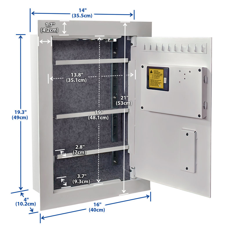 White Steel Biometric Fingerprint In-Wall Safe with Touchpad Control