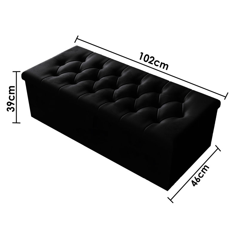 Candace 102cm Wide Tufted Rectangle Storage Ottoman with Hydrolic Arm, Black